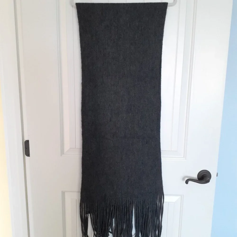 NWT Lucky Brand Solid Brushed Scarf with Fringe in Dark Gray